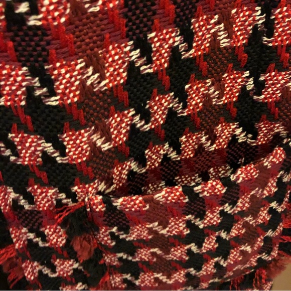 Chico’s Tweed Open Front Pocket Jacket Red Black 1 - Picture 5 of 8